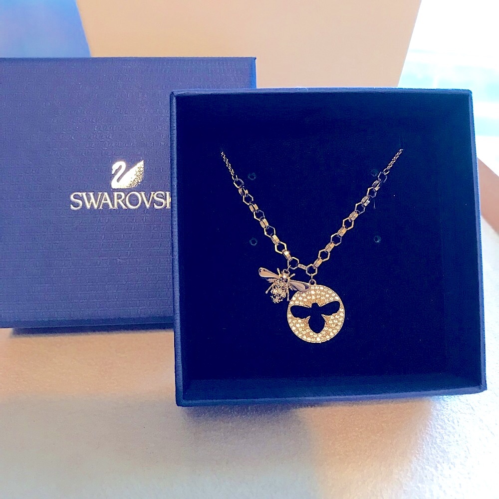 Swarovski Lisbel Bee Clear Gold Plated Necklace with Pave Crystal Embellishments